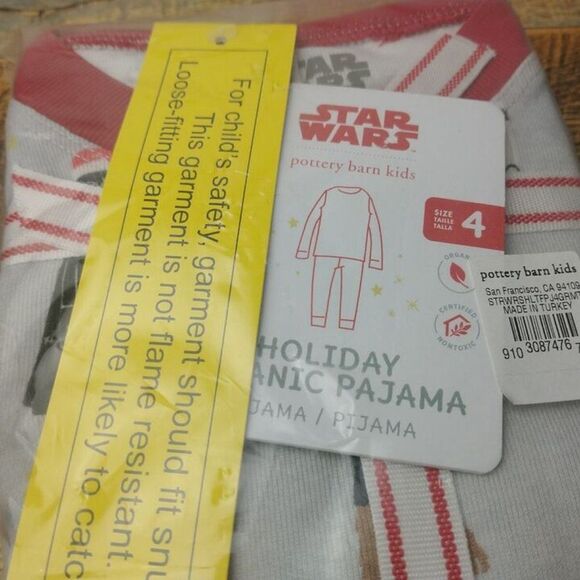 Pottery Barn Kids Disney Star Wars Holiday Organic Pajamas Size 4 - Picture 8 of 8